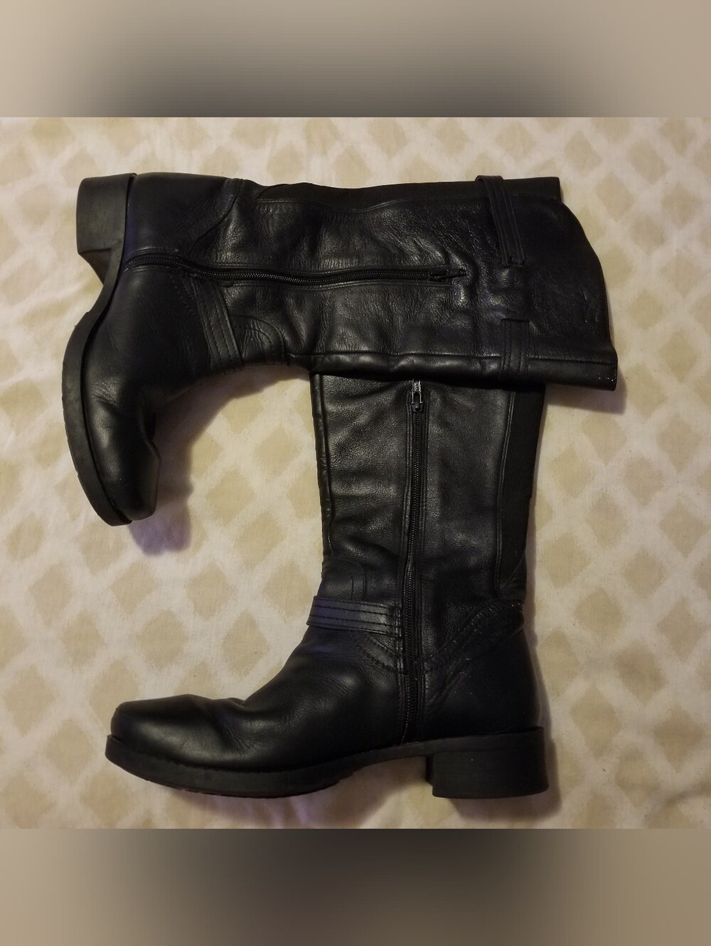 Andrea 10 Sleek Black Over-the-Knee Leather Riding Boots With Side Zipper